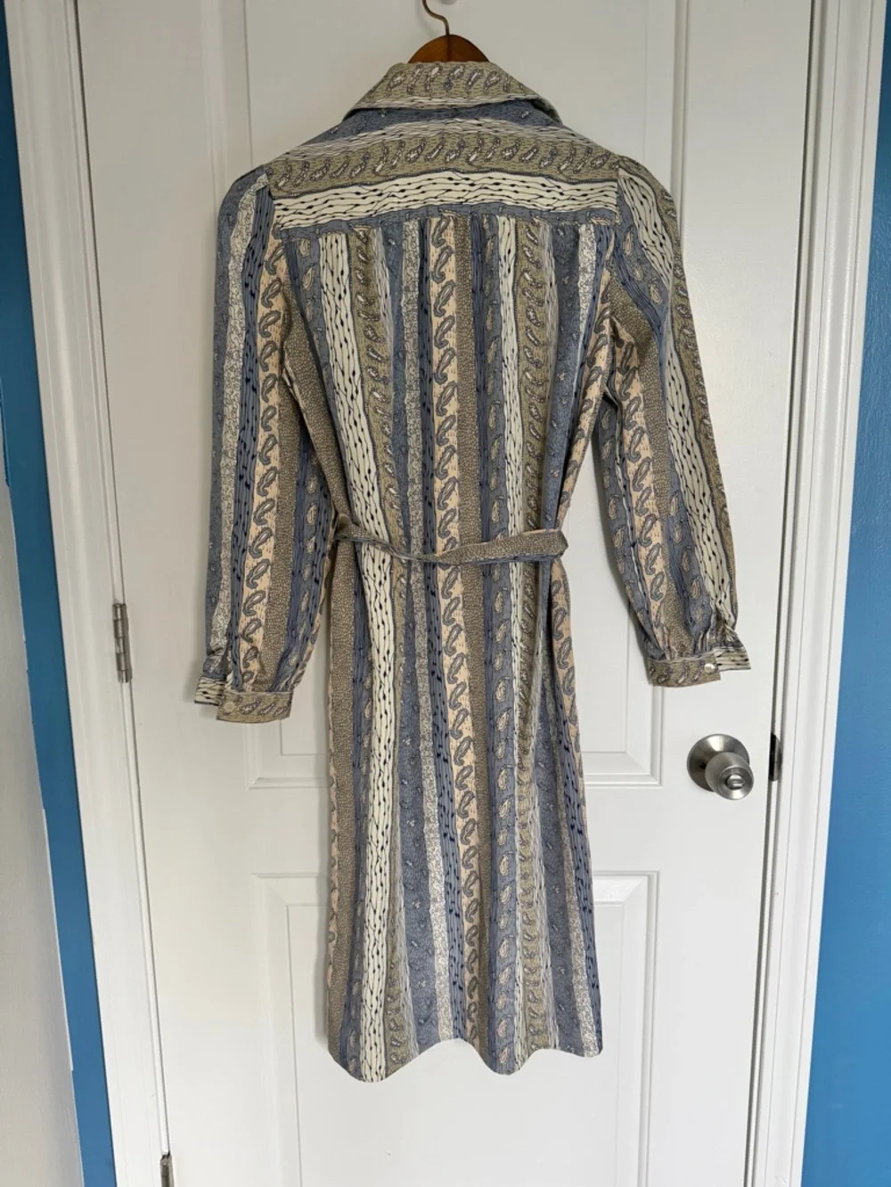 1970’s Schrader Sport Petite Dress Paisley Print Belt Pockets Collar Vintage - Picture 4 of 9